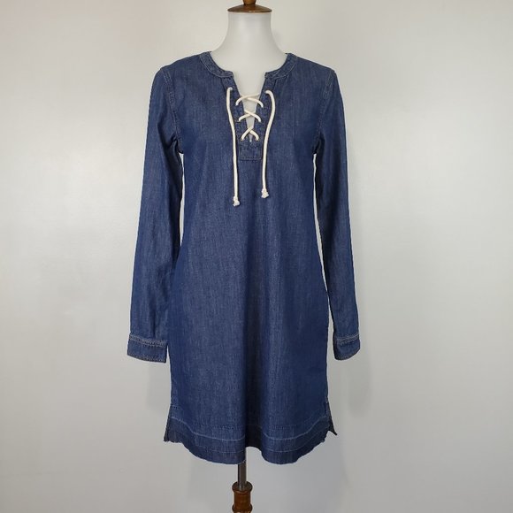 Sanctuary "Modern Desert" Faith Wash Denim Jean Shift Dress With Pockets NWT S - Picture 1 of 15